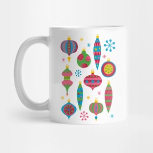 Retro Christmas Ornaments Colorful - Mid Century Modern White Mug